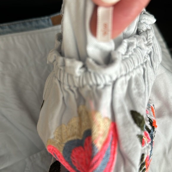 Free People Fleur Du Jour Light Blue Embroidered Mini Dress Long Bubble Sleeve - Picture 13 of 13